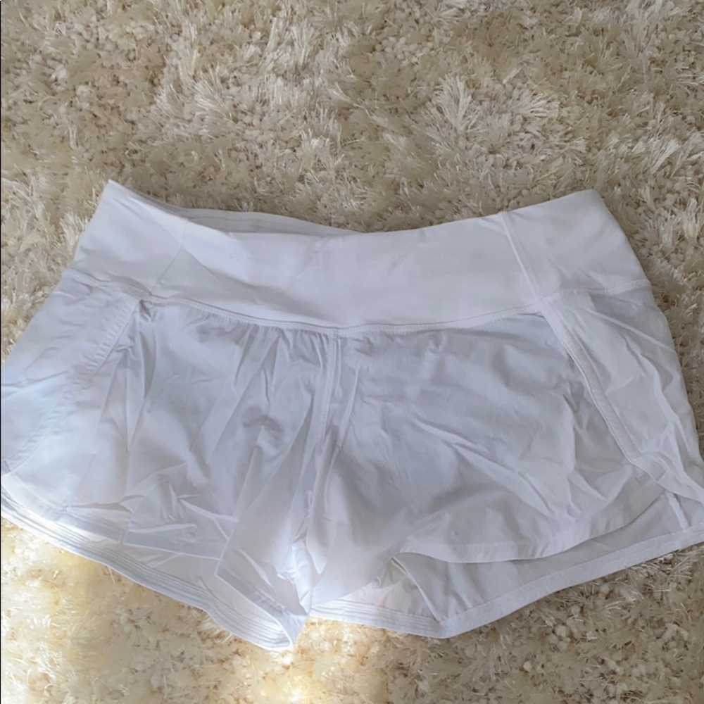 White Lululemon speed up shorts